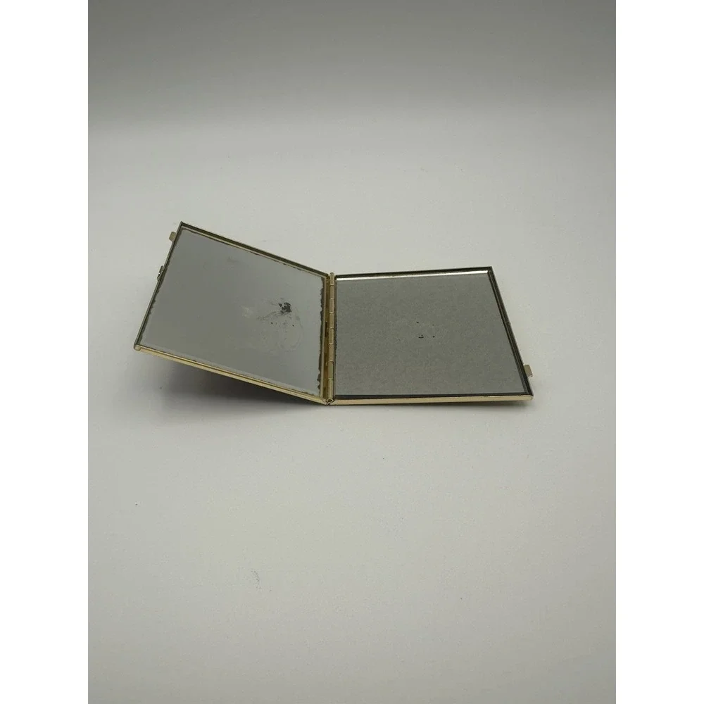 Stratton Vintage Mini-Mirror Compact Red Enamel Floral Made in England Square